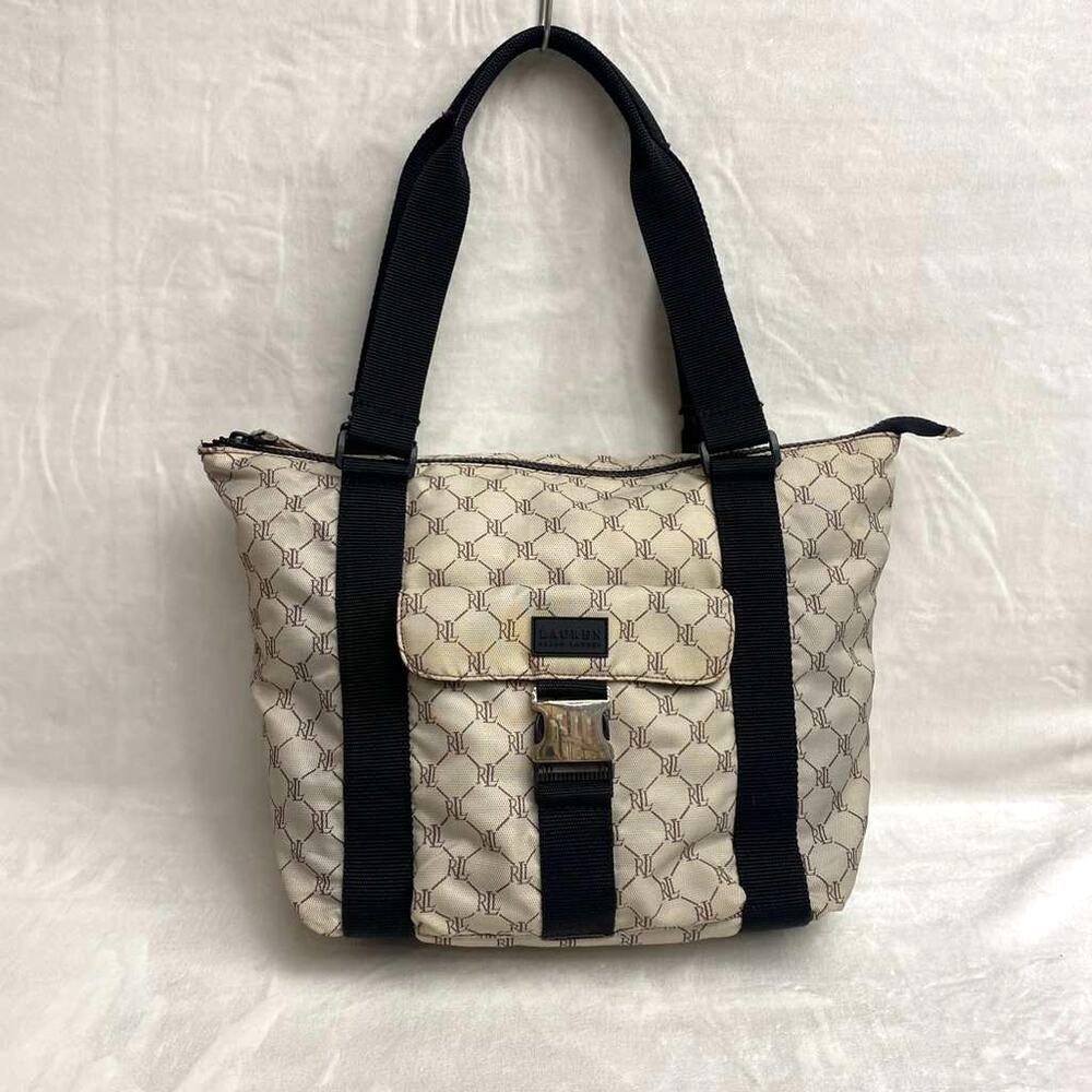 Ralph Lauren Signature Monogram Shoulder Bag Purse Tote Travel Buckle